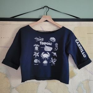 Cabrillo Tidepool Glow In The Dark Navy Blue Cropped Sweatshirt